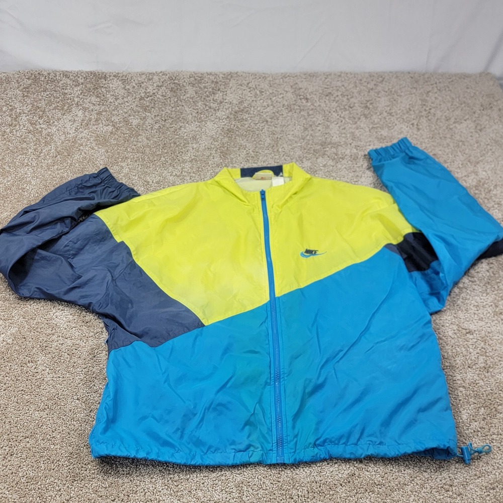 Nike Windbreaker Jacket Mens Large Color Block Neon Retro 90s Lightweight